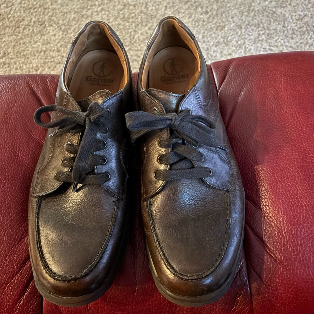 Ganter brown tie full leather shoes sz 10 1/2 H